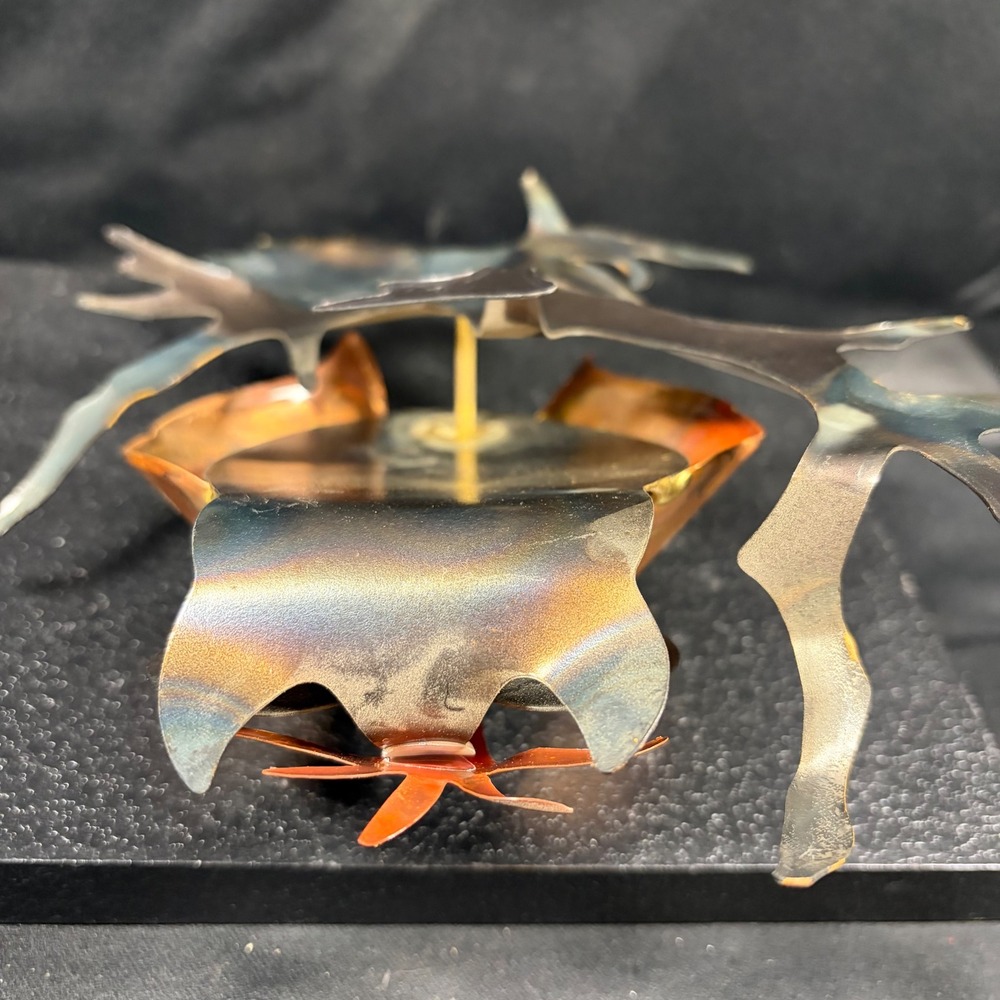 Vintage Brutalist Owl Sculpture Metal Enamel Mid Century Modern Art 6" - Picture 12 of 12